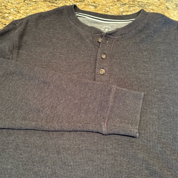 Men’s Thermal Henley Medium Long Sleeve Button Up Crew Neck Dexter Morgan Gray - Picture 3 of 9